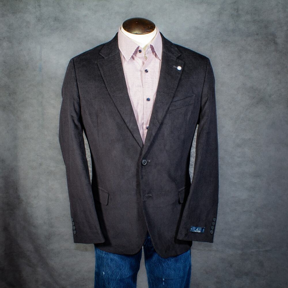 NEW Nautica Blazer/Sport Coat Mens Size 44R Brielle Corduroy Black